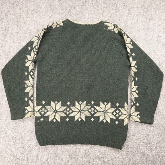 Vintage Woolrich Sweater Womens S Green Nordic Snowflake Wool USA Outdoor Knit - Picture 3 of 16